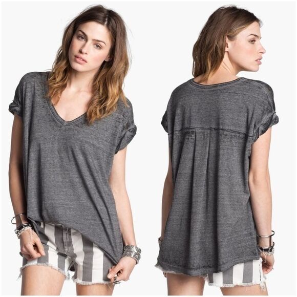 Free People Beach Oversized Purple Keep Me Burnout Tee - Picture 10 of 10